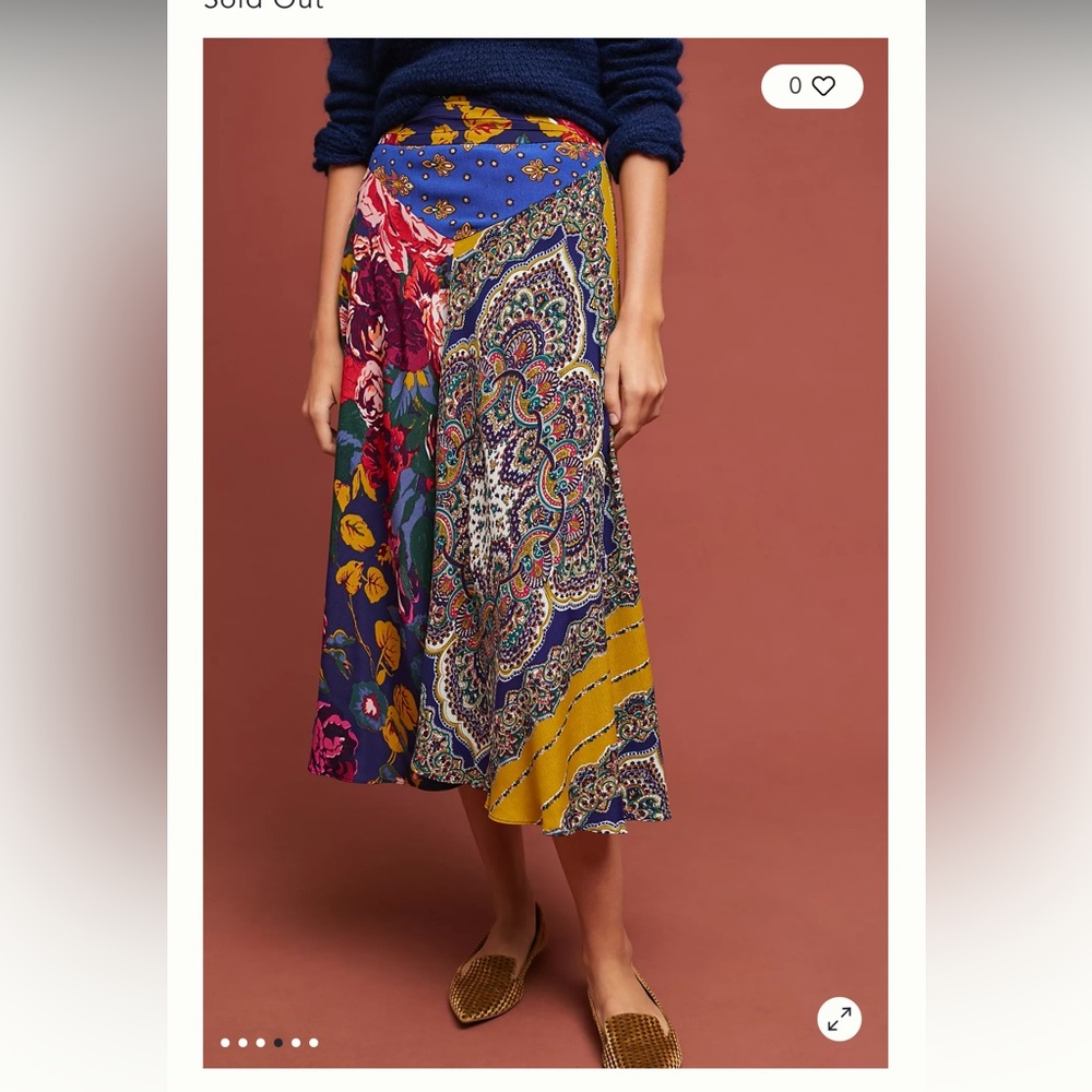 Anthropologie Teresita Scarf Printed Multicolor Paisley Floral Midi Skirt 4